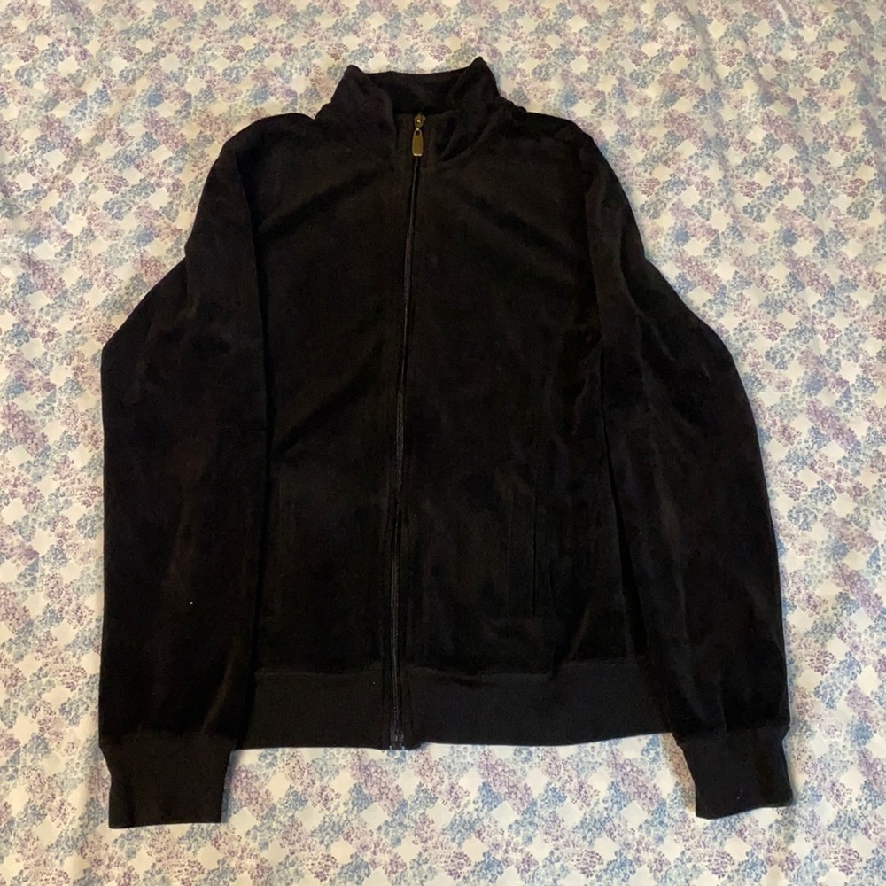 NY Apparel Velvet Zip-Up Sweater Velour